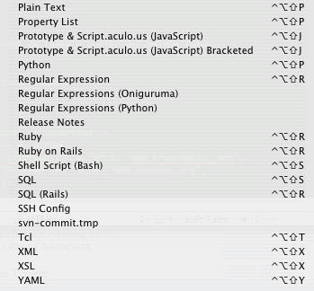 Lista de Bundles 2 para Textmate