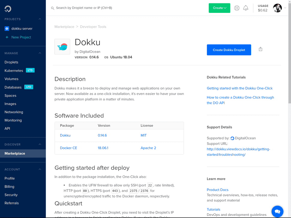 Dokku on Digital Ocean Marketplace